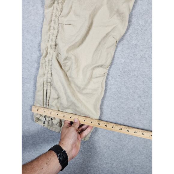 Tommy Hilfiger Sz 10 Y2k Tan 100% Linen Crop Tie Waist‎ Low Rise Zip Leg Pants - Picture 12 of 16